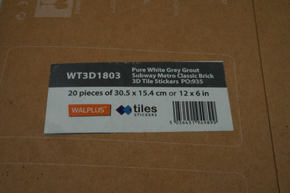 pack of 20 pieces of 30.5X15.4 (12X6") pure white Walplus 3D tile stickers WT3D1803