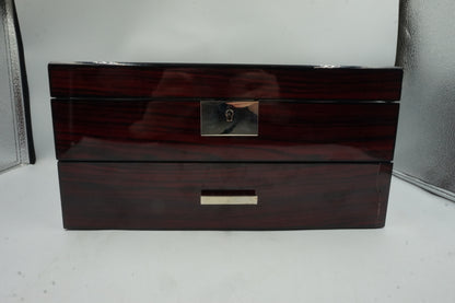 2 layer 20 slot watch case display with glass lid and slot