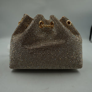 Topall sparkly diamante clutch bag gold