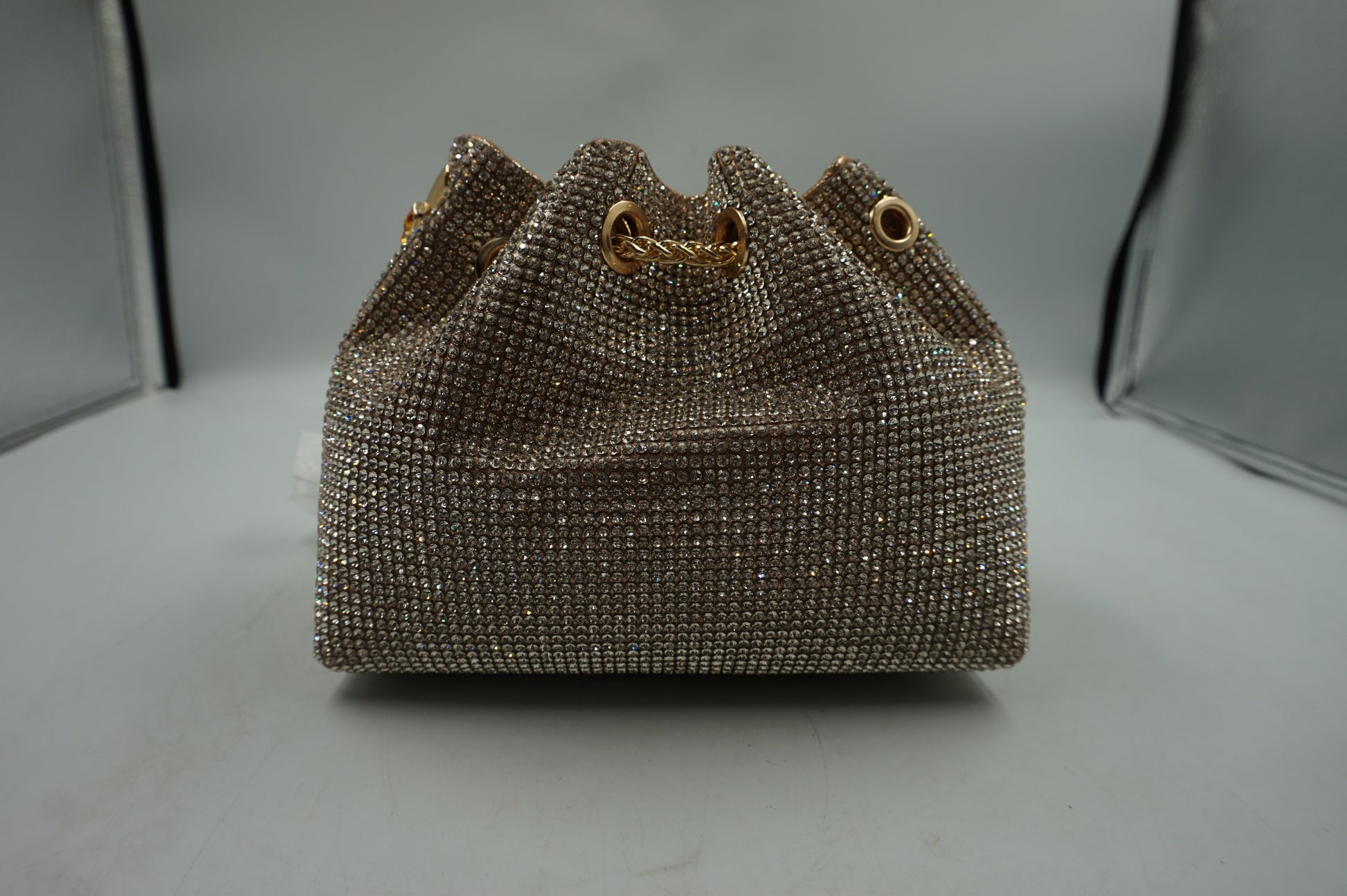 Topall sparkly diamante clutch bag gold