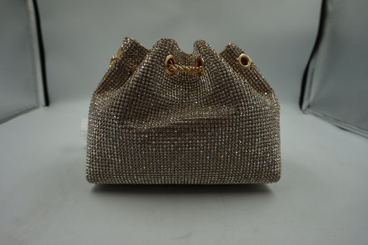 Topall sparkly diamante clutch bag gold
