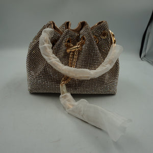 Topall sparkly diamante clutch bag gold