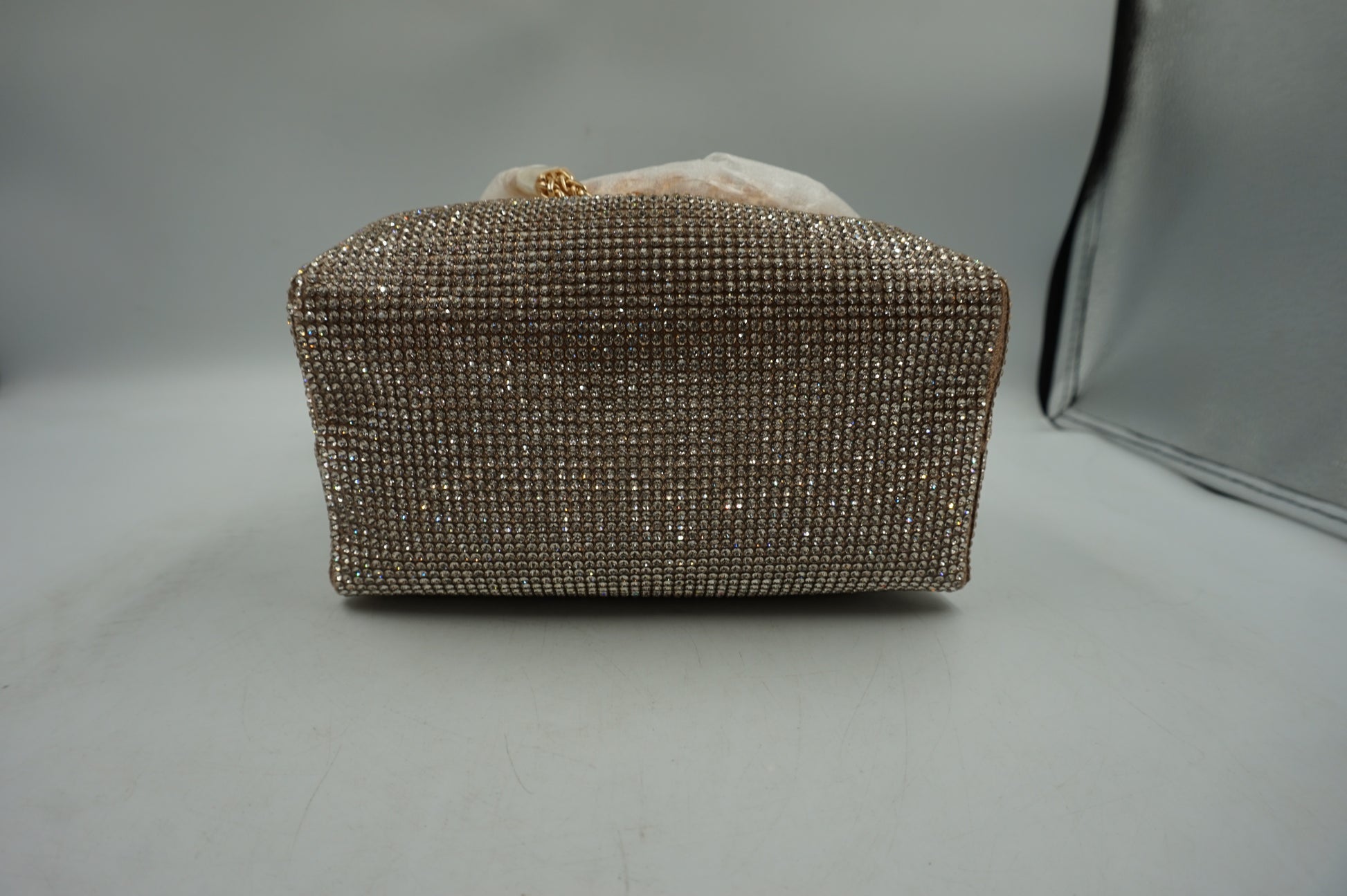 Topall sparkly diamante clutch bag gold
