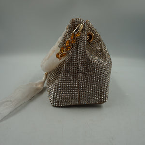 Topall sparkly diamante clutch bag gold