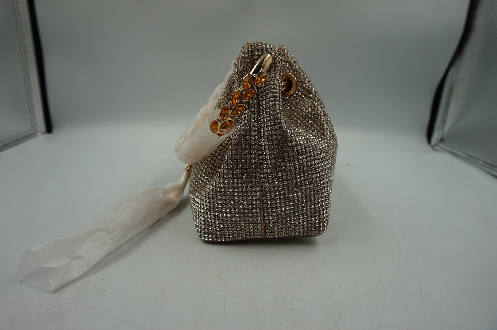 Topall sparkly diamante clutch bag gold