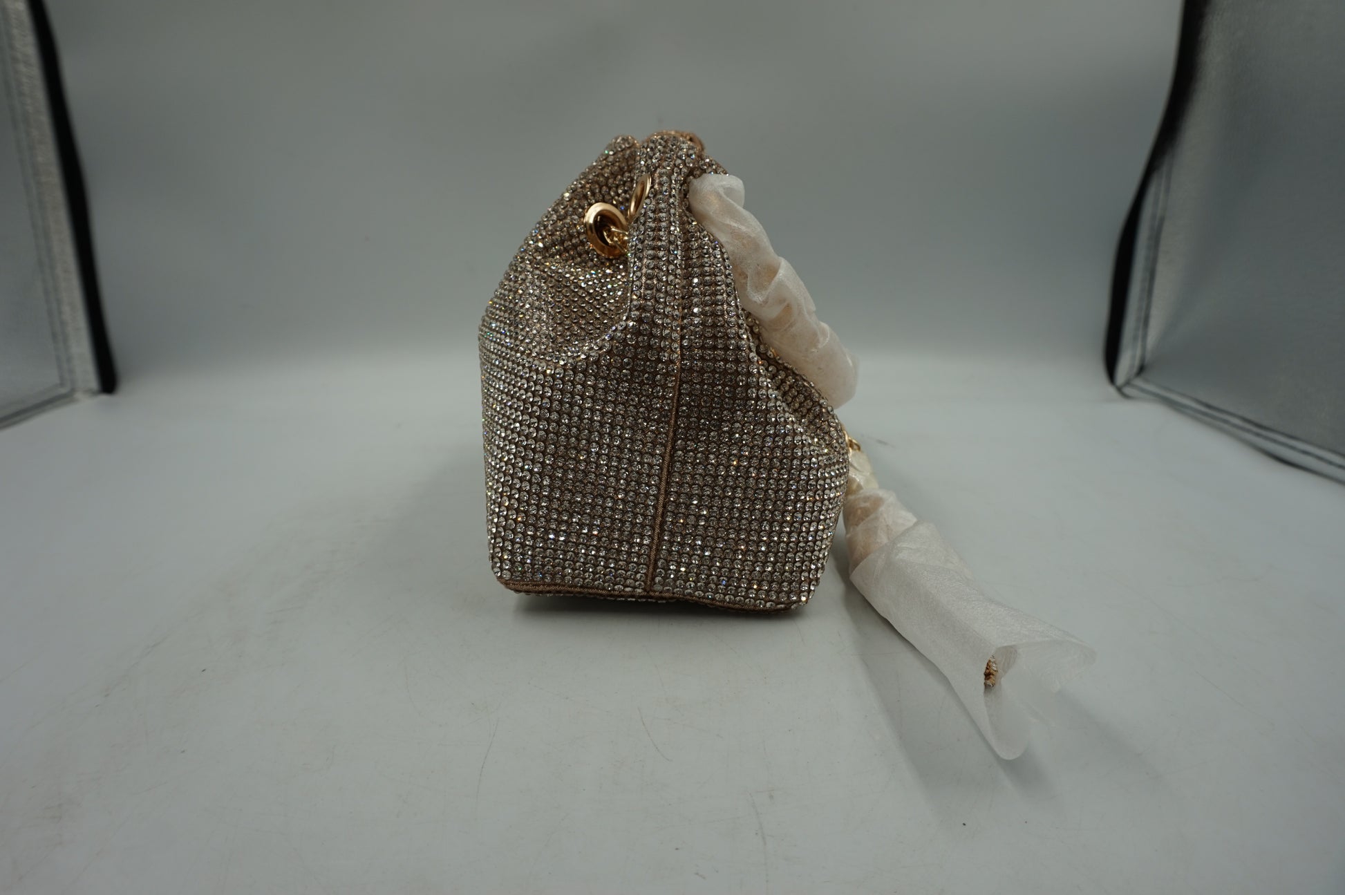 Topall sparkly diamante clutch bag gold