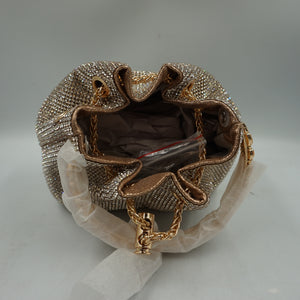 Topall sparkly diamante clutch bag gold