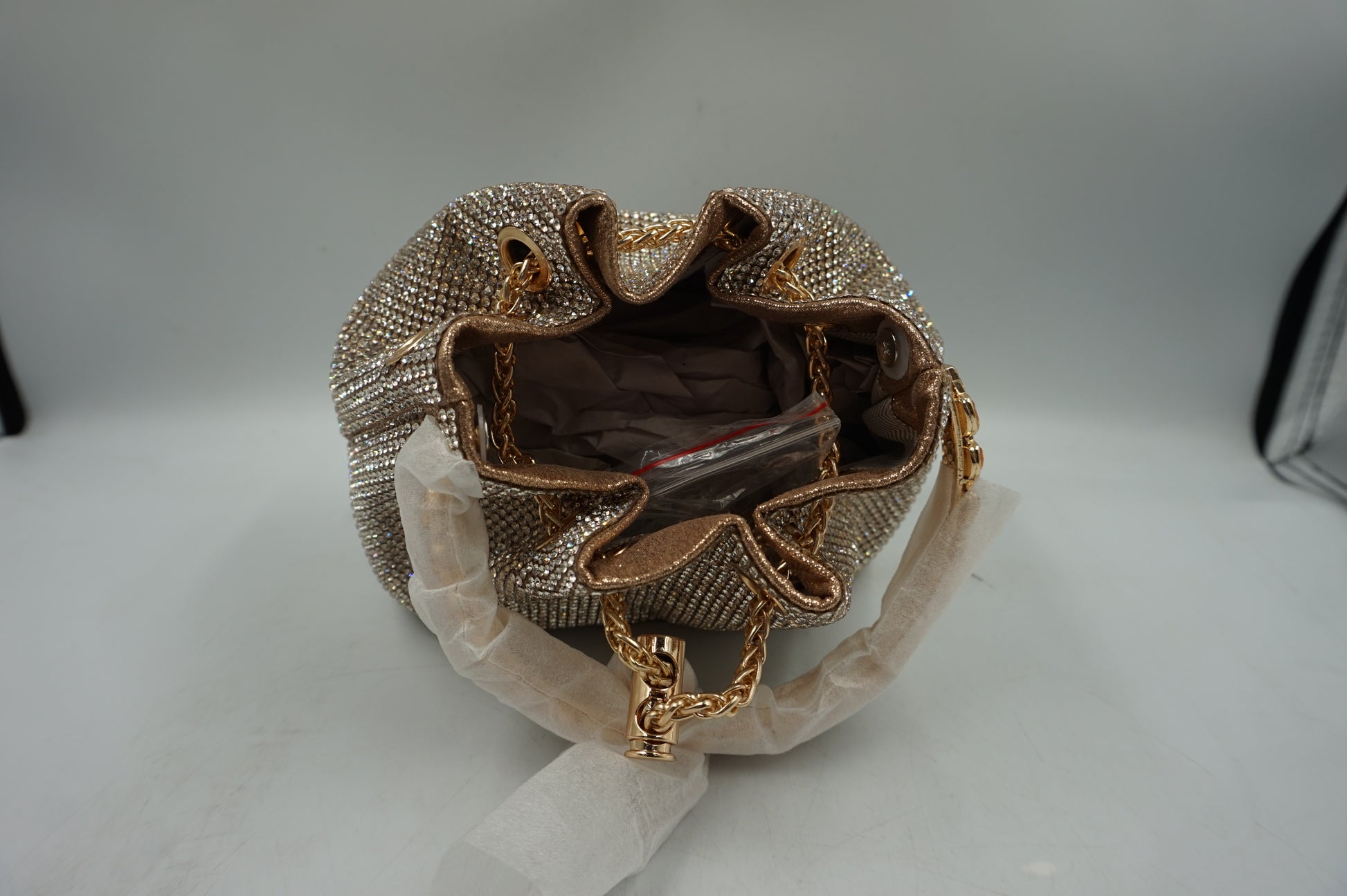 Topall sparkly diamante clutch bag gold