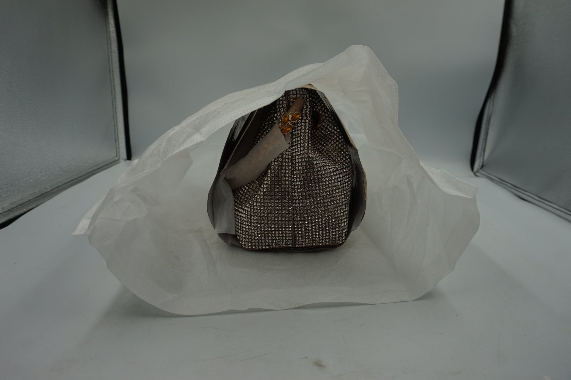 Topall sparkly diamante clutch bag gold