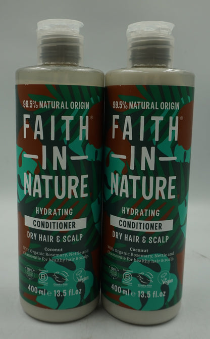 pack of 2 faith in nature hydrating conditioner dry hair and scalp -coconut 400ml