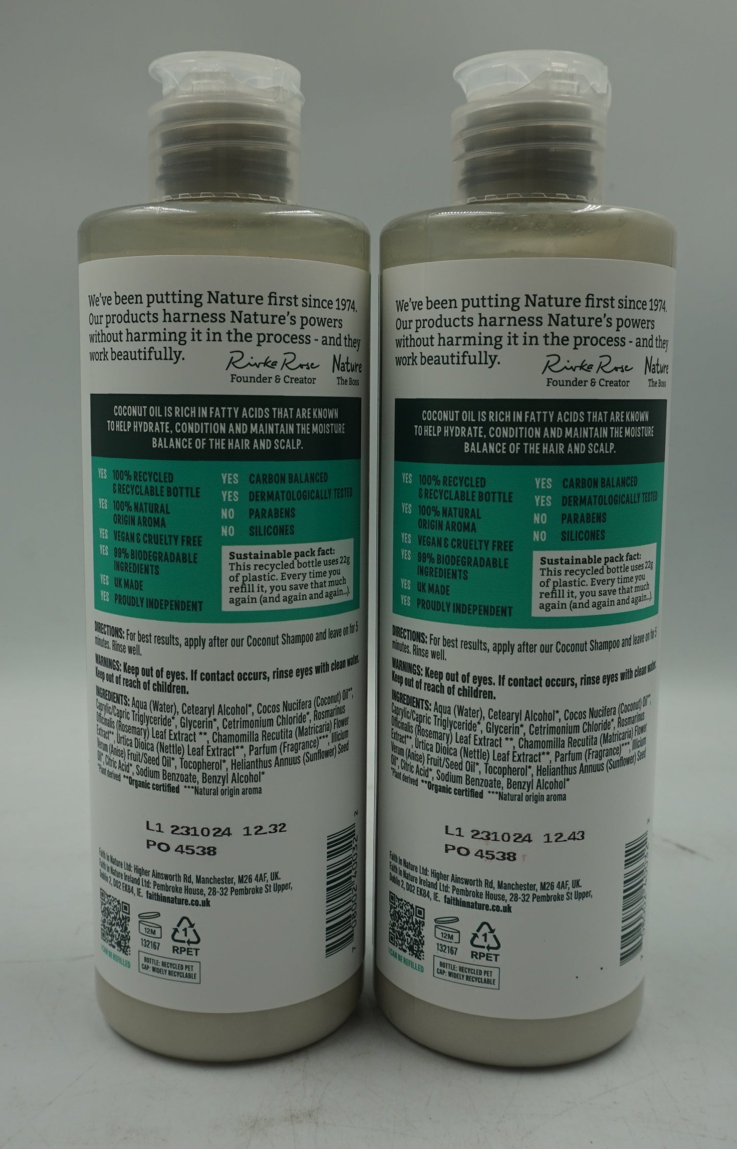 pack of 2 faith in nature hydrating conditioner dry hair and scalp -coconut 400ml