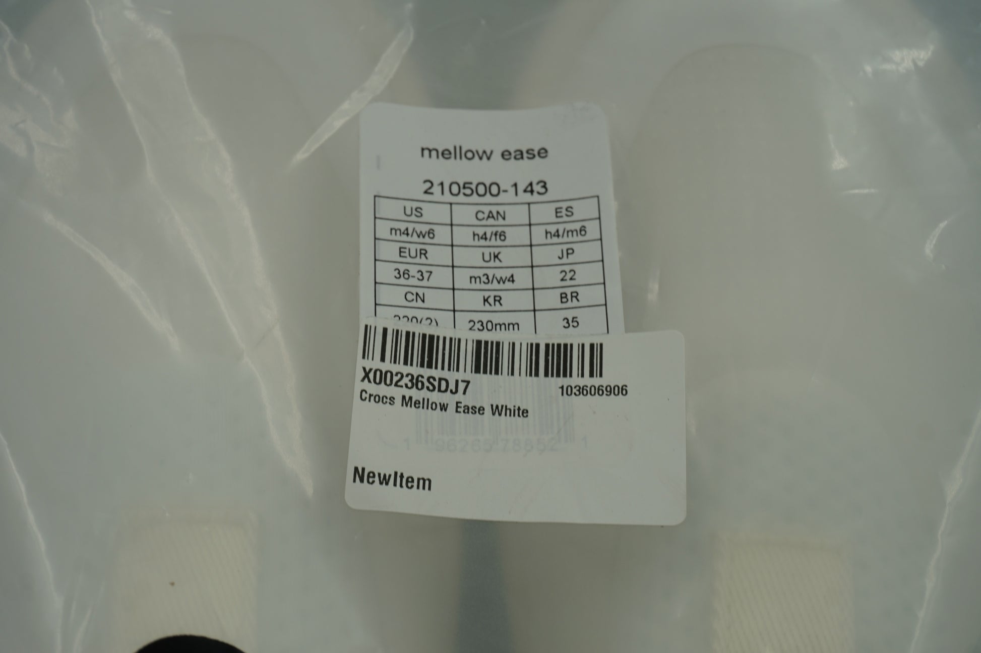 Crocs mellow ease white UK size men's 3/Women's 4