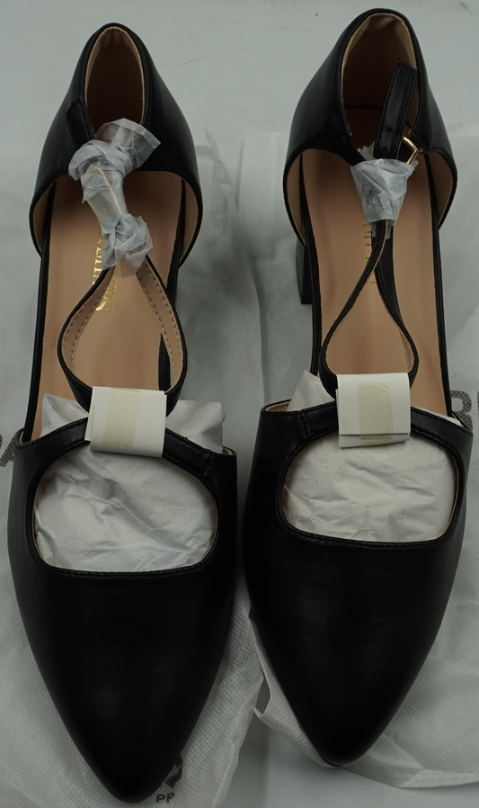 Dream pairs women's criss-cross pointed toe chunky heel shoes UK size 9