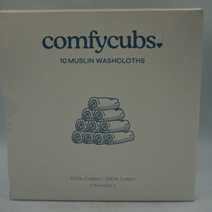 Pack of 10 Comfy cubs multicoloured muslin baby washcloths 25X25 CM