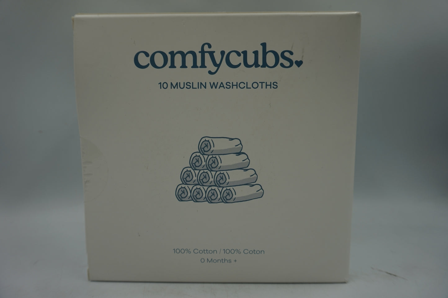 Pack of 10 Comfy cubs multicoloured muslin baby washcloths 25X25 CM