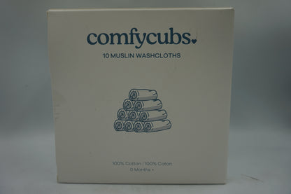 Pack of 10 Comfy cubs multicoloured muslin baby washcloths 25X25 CM