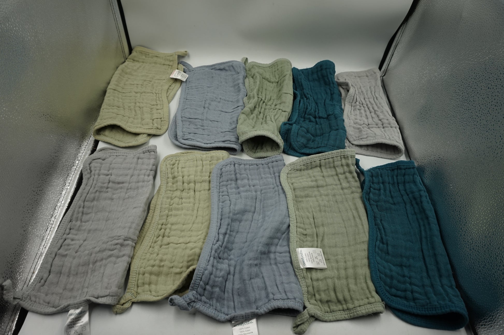 Pack of 10 Comfy cubs multicoloured muslin baby washcloths 25X25 CM