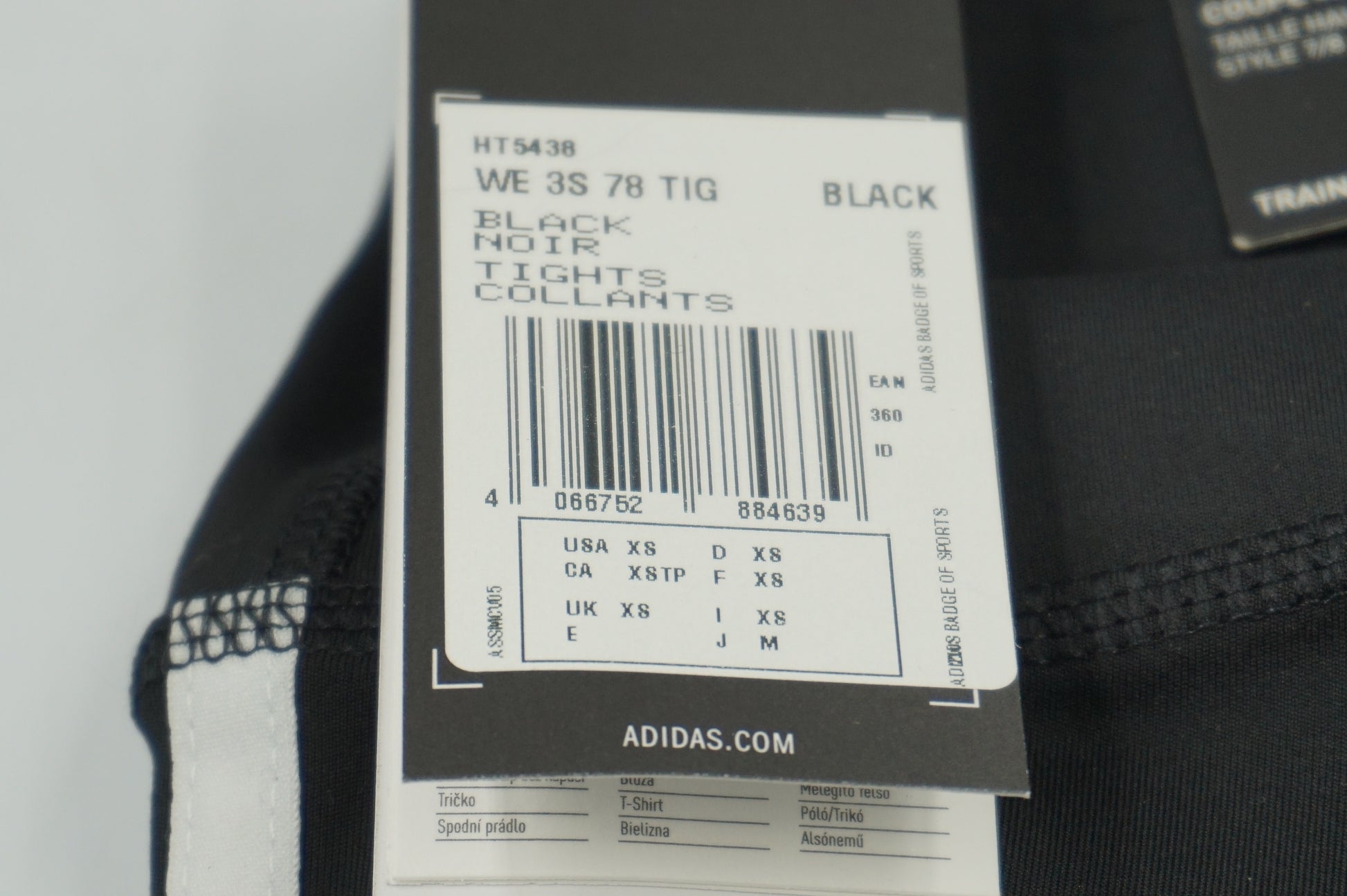 Adidas 3 stripped train essentials black gym tights leggings size XS