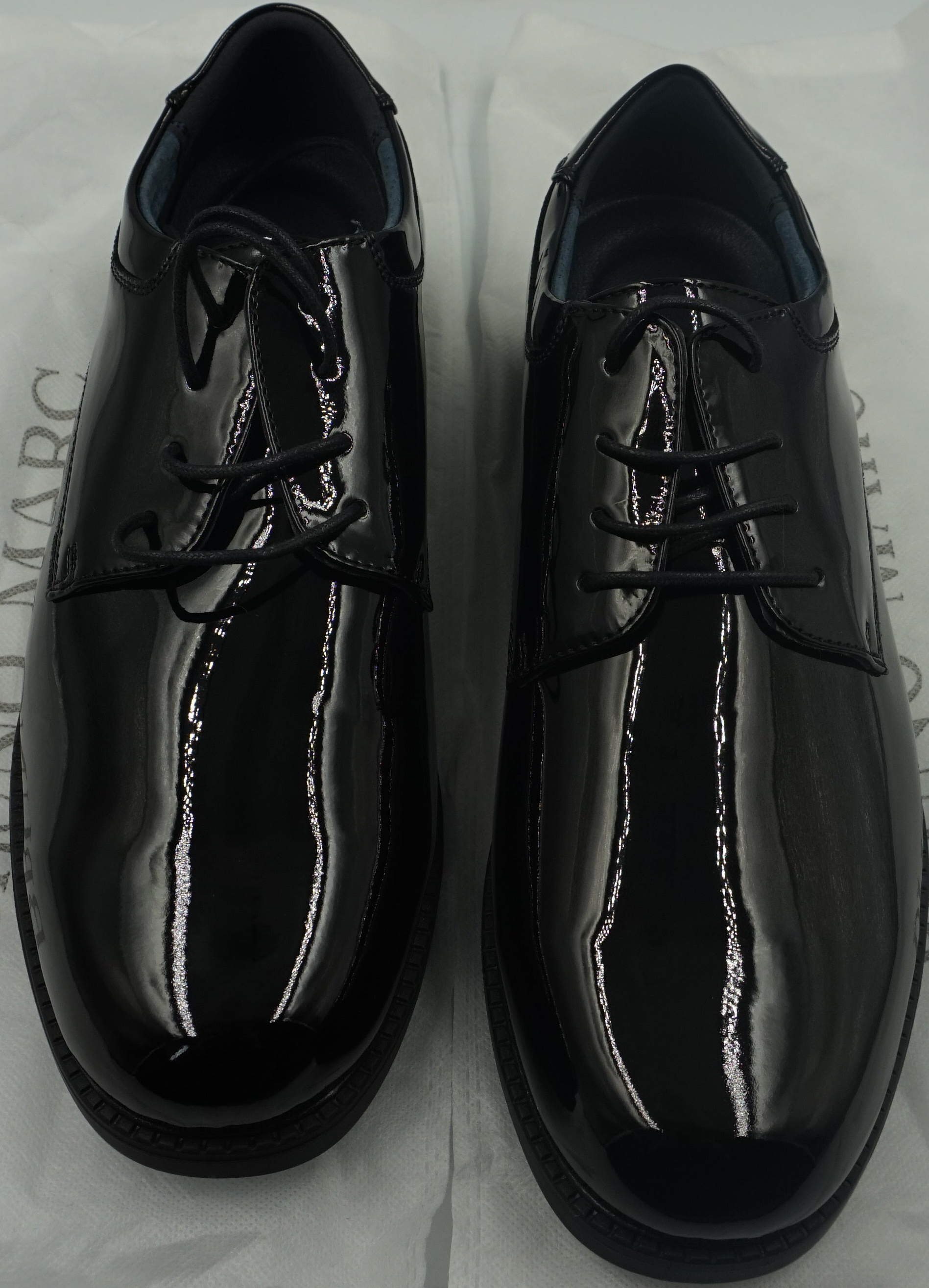 Bruno marc Men's Black pat synthetic leather dress shoes UK size 9 Downing-02