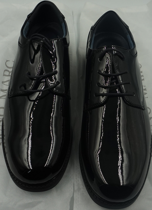 Bruno marc Men's Black pat synthetic leather dress shoes UK size 9 Downing-02