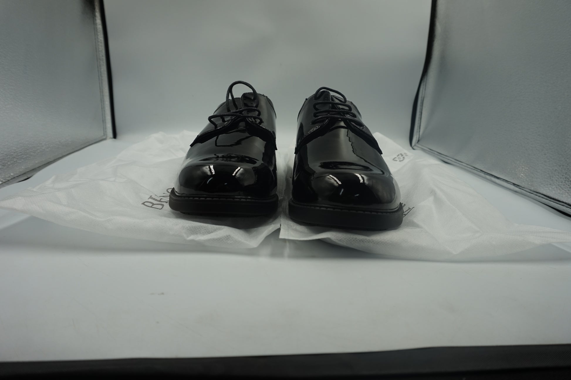 Bruno marc Men's Black pat synthetic leather dress shoes UK size 9 Downing-02