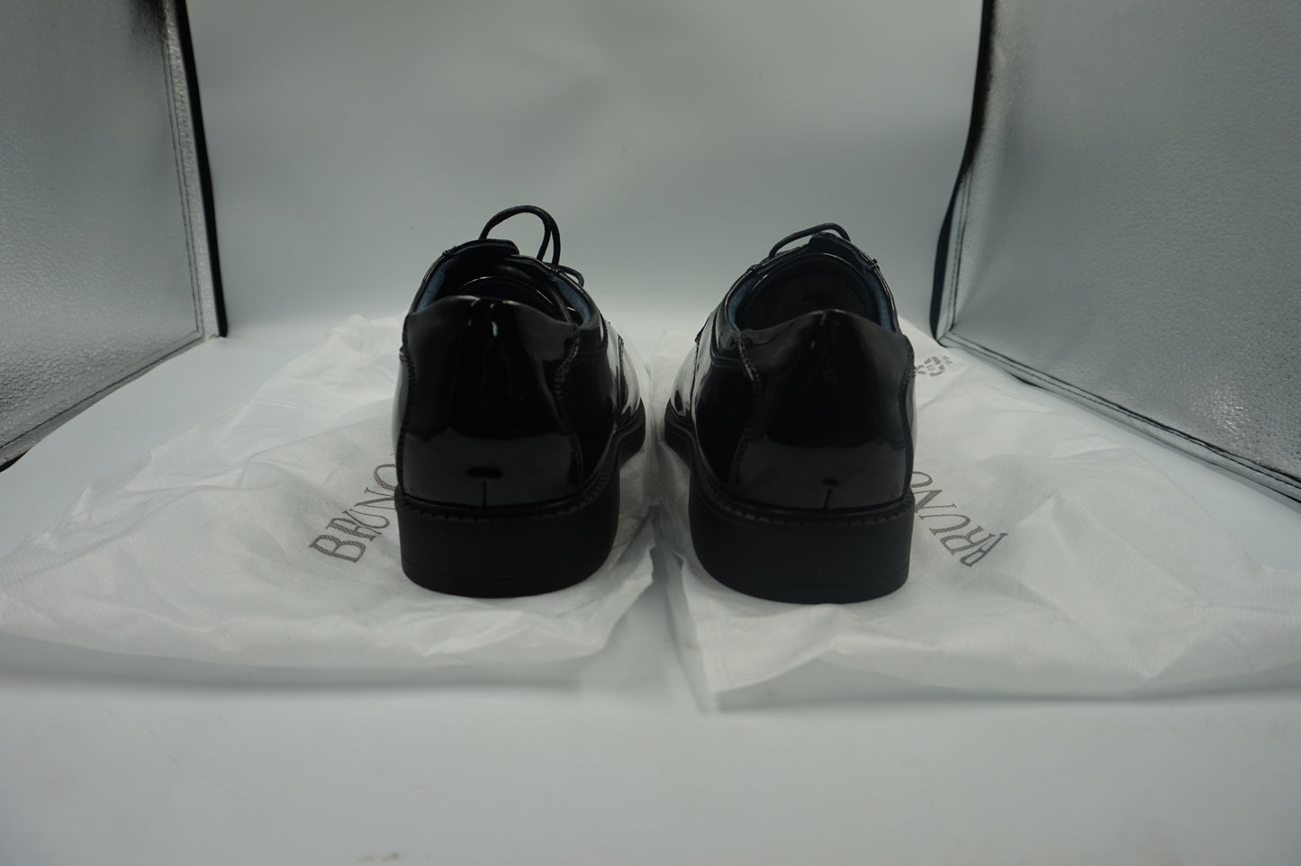 Bruno marc Men's Black pat synthetic leather dress shoes UK size 9 Downing-02