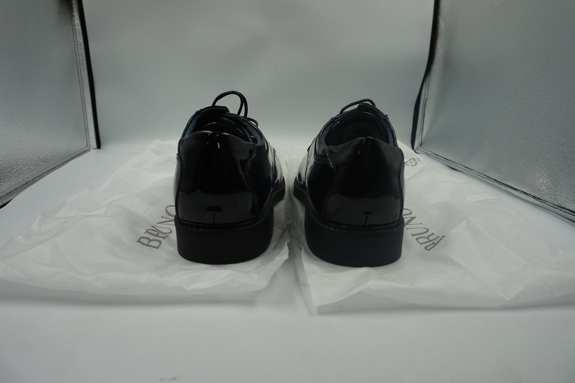 Bruno marc Men's Black pat synthetic leather dress shoes UK size 9 Downing-02