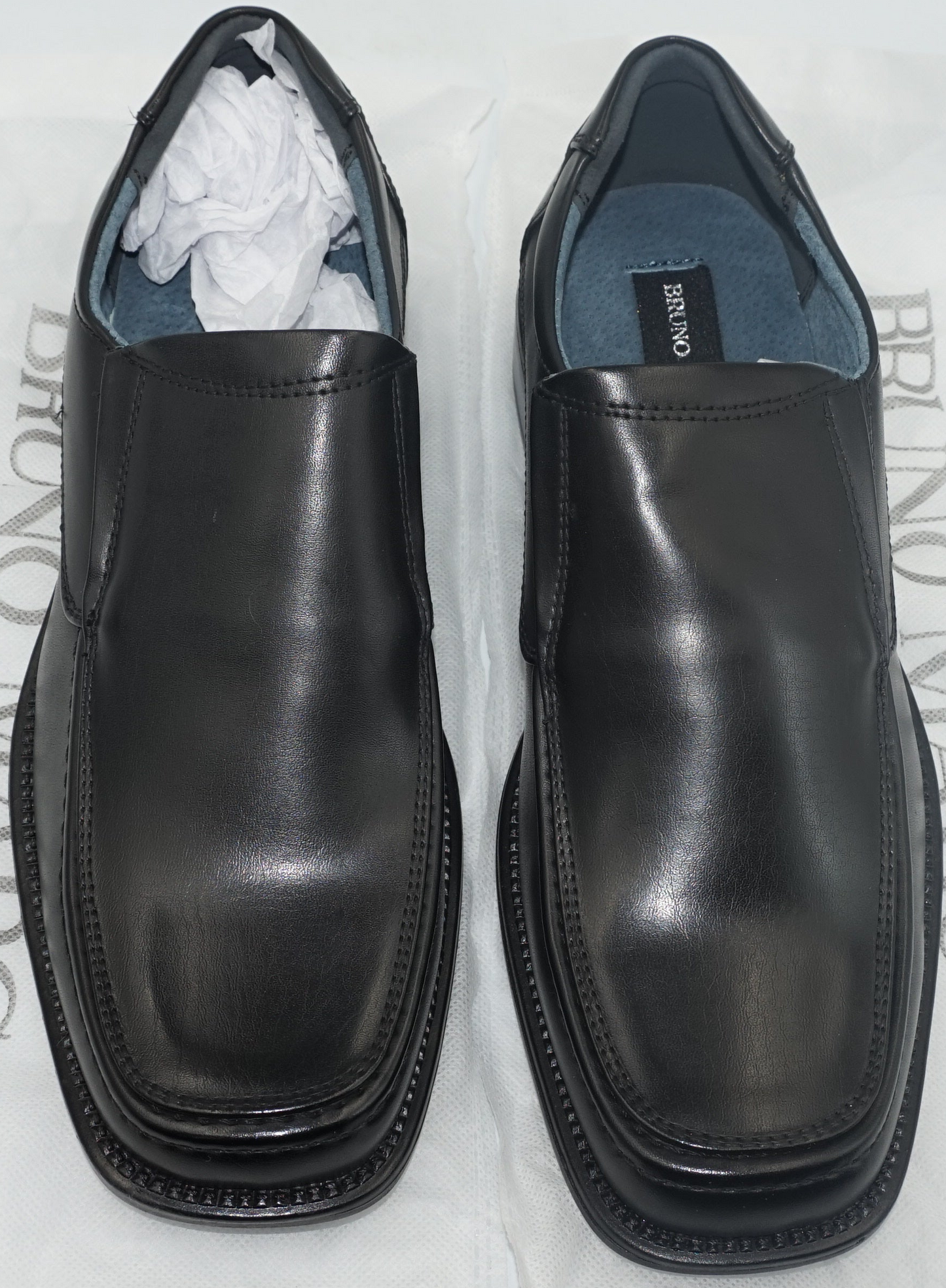 Bruno Marc leather slip-on square toe loafers UK size 7.5
