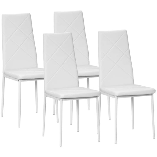 HOMCOM Set of 4 Faux Leather Dining Chairs - White 835-835V70WT