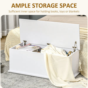 HOMCOM 113L Storage Chest, Storage Box with Flip-Top Lid and 2 Safety Hinges