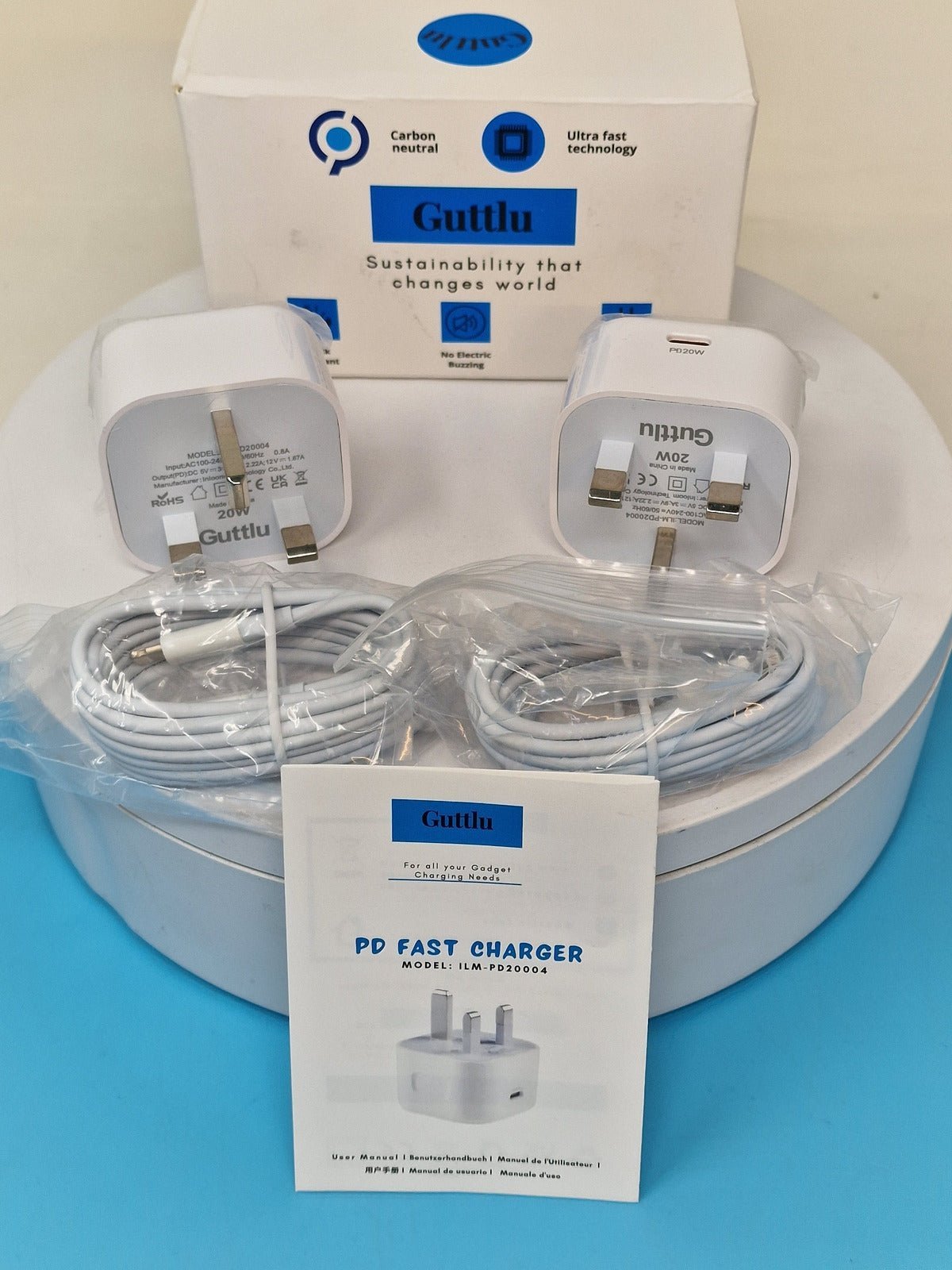 Guttlu Original USB C Plug 20W USB C Charger Plug PD20004 UK TWIN PACK - Reboot Hub
