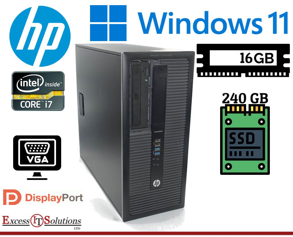 HP Prodesk 600 G1 Tower Intel Core i7-4770 16GB RAM 240GB SSD Windows 11 - Reboot Hub