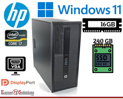 HP Prodesk 600 G1 Tower Intel Core i7-4770 16GB RAM 240GB SSD Windows 11 - Reboot Hub