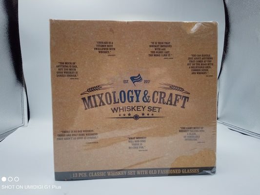 Mixology and craft 13 pcs classic whiskey set with old fashioned glasses