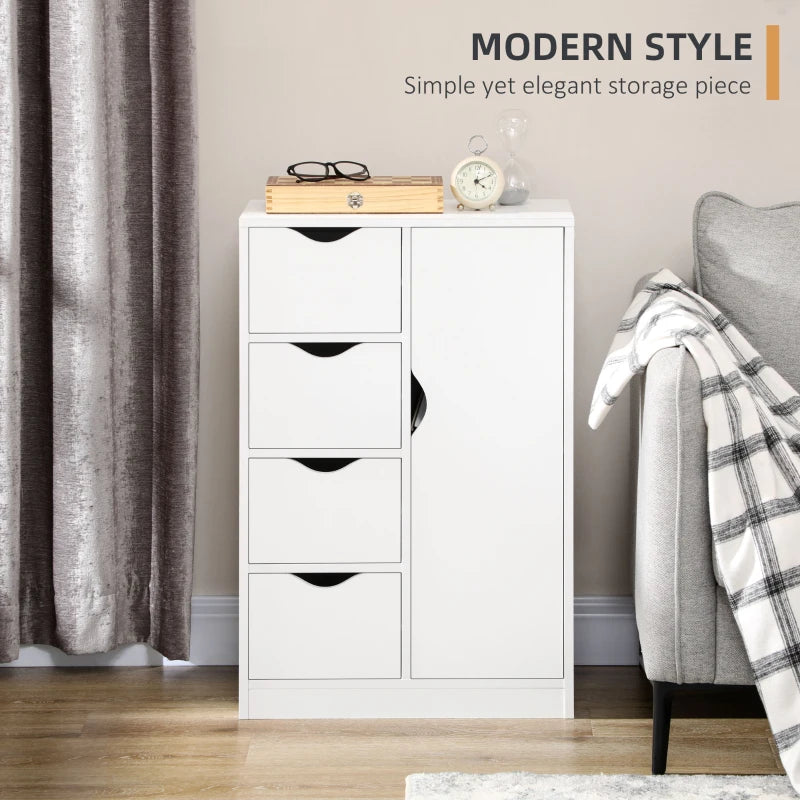 HOMCOM Bathroom Cabinet, Freestanding Storage Cabinet with 4 Drawers