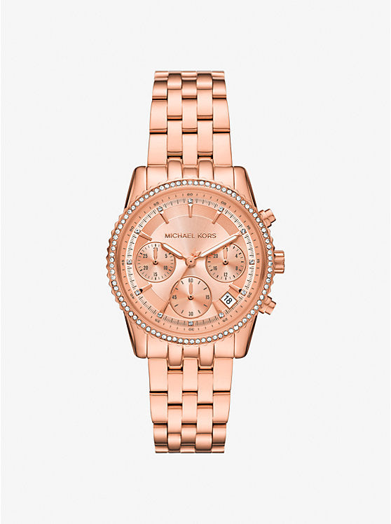 Michael Kors Mini Bryant Pavé Rose Gold-Tone Watch