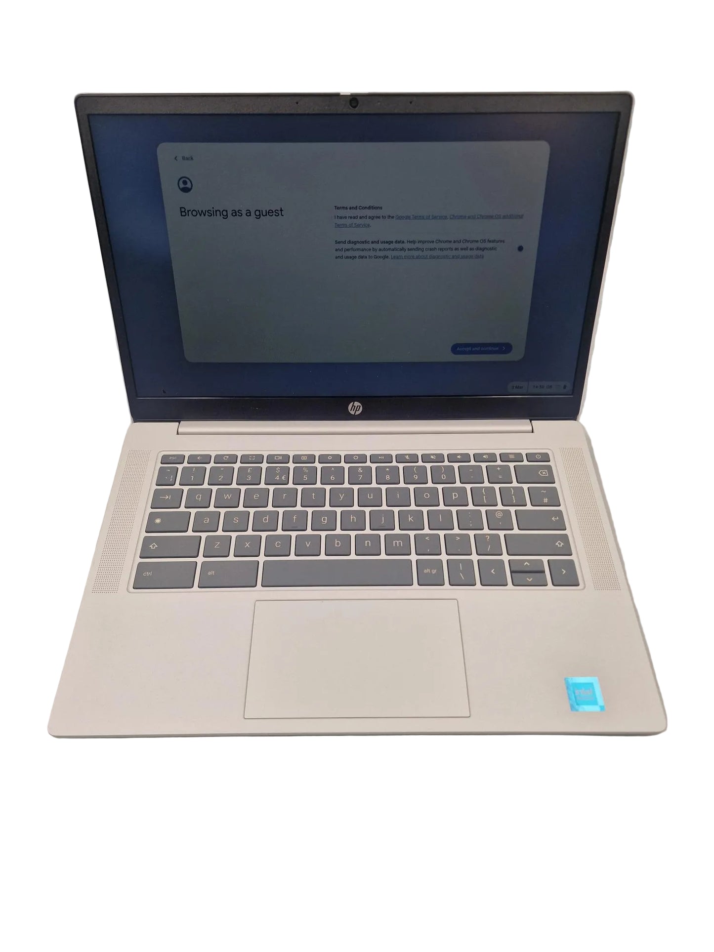 HP Chromebook 14a-nf0002na intel N100 128GB UFS 4GB DDR5 RAM Chrome OS