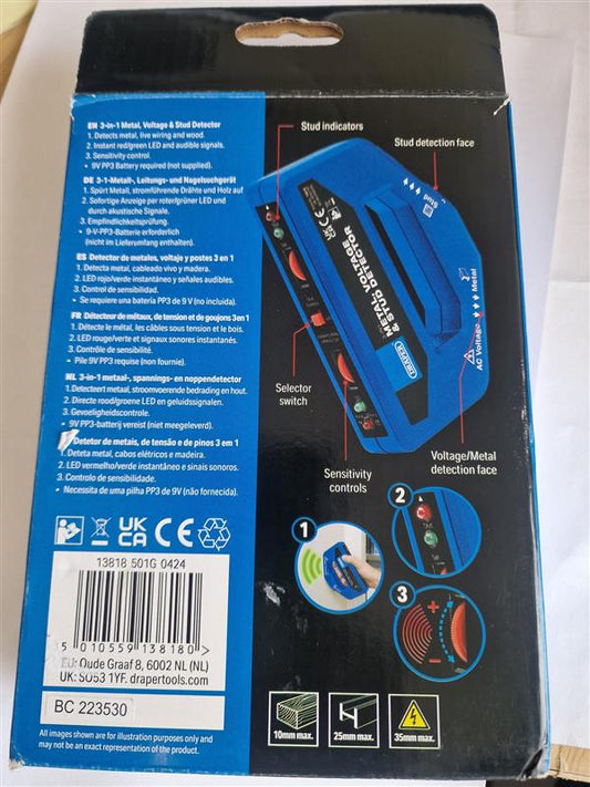 Draper 3-in-1 Metal, Voltage & Stud detector