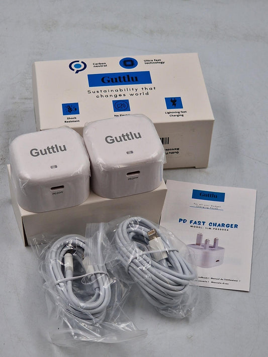 Guttlu Original USB C Plug 20W USB C Charger Plug PD20004 UK TWIN PACK
