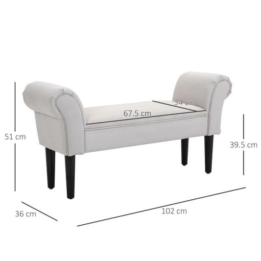 End of Bed Bench, Upholstered Window Seat with Arms 831-135V70