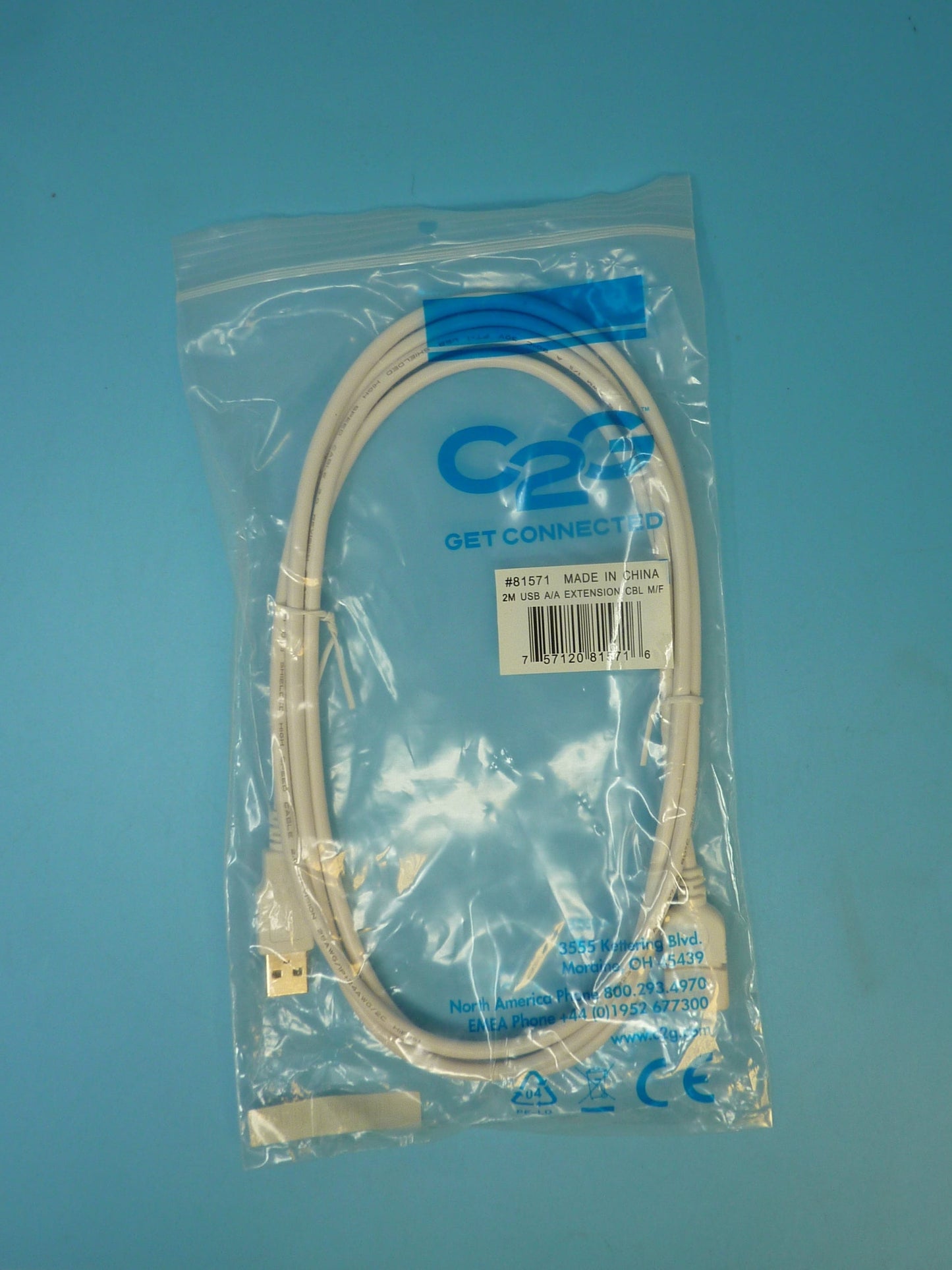 C2G/Cables to Go 19018 2m USB Extension Cable - USB 2.0 A Male to A Female White (6.6ft)