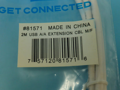 C2G/Cables to Go 19018 2m USB Extension Cable - USB 2.0 A Male to A Female White (6.6ft)