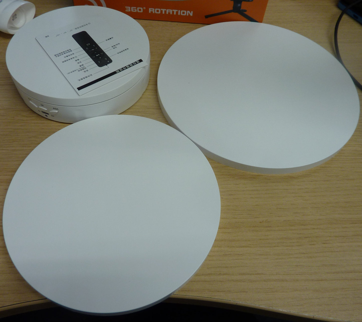 Electric Rotating Display Stand, 3 In 1 Adjustable Turntable With Remote, Max Load 22 Lbs-WHITE