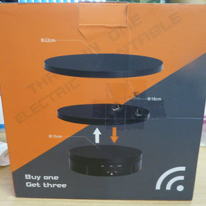 Electric Rotating Display Stand, 3 In 1 Adjustable Turntable With Remote, Max Load 22 Lbs-WHITE