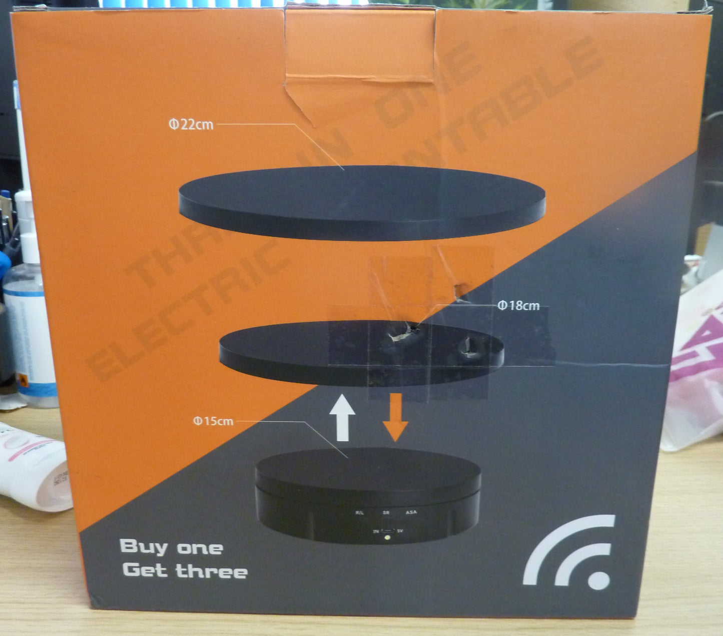 Electric Rotating Display Stand, 3 In 1 Adjustable Turntable With Remote, Max Load 22 Lbs-WHITE