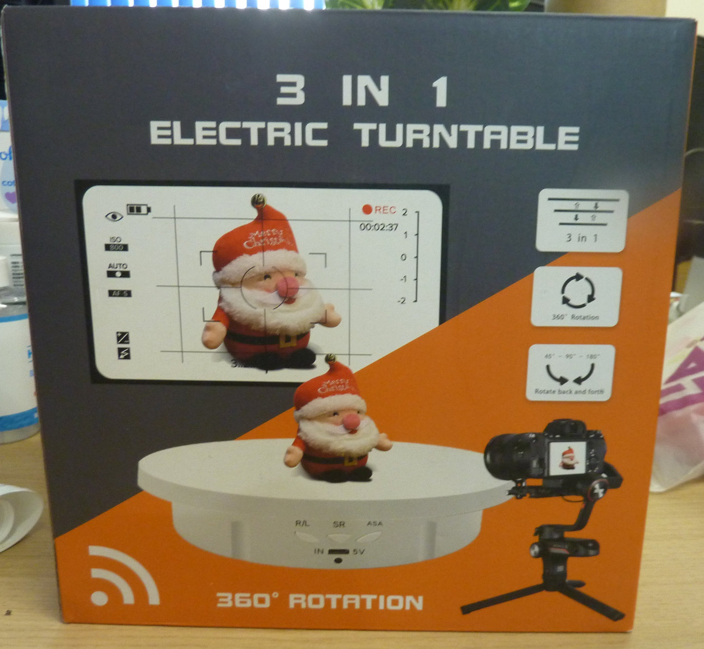 Electric Rotating Display Stand, 3 In 1 Adjustable Turntable With Remote, Max Load 22 Lbs-WHITE