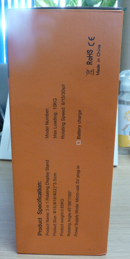 Electric Rotating Display Stand, 3 In 1 Adjustable Turntable With Remote, Max Load 22 Lbs-WHITE