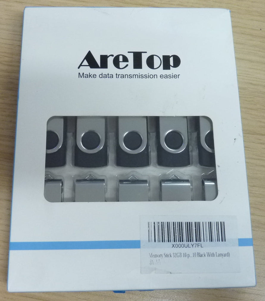 AreTop 32GB 10PK USB Stick-black