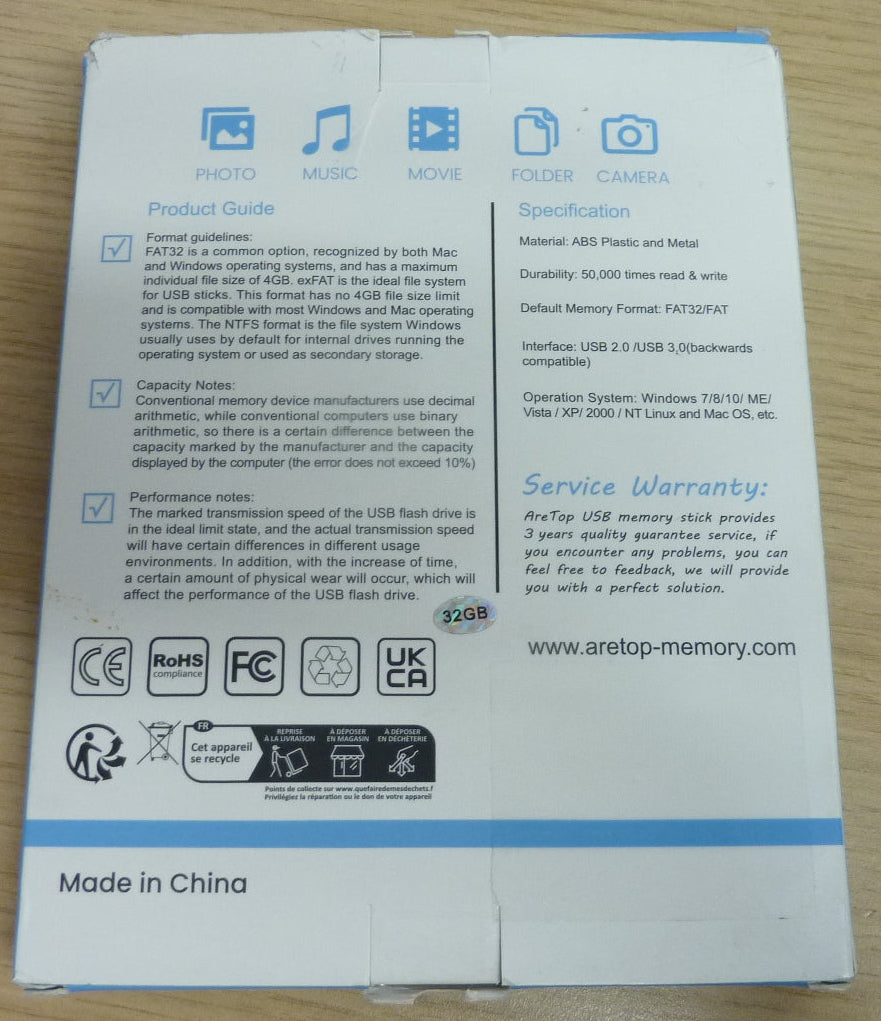 AreTop 32GB 10PK USB Stick-black