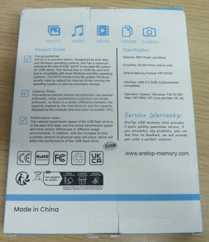 AreTop 32GB 10PK USB Stick-black